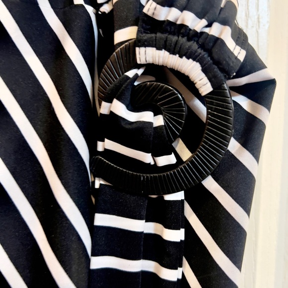 Notations black & white striped with belt spiral closure elastic waist Size 3X - Picture 2 of 4